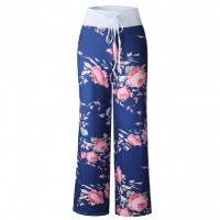 Women's Pants Loose Floral Print Drawstring 4 BT